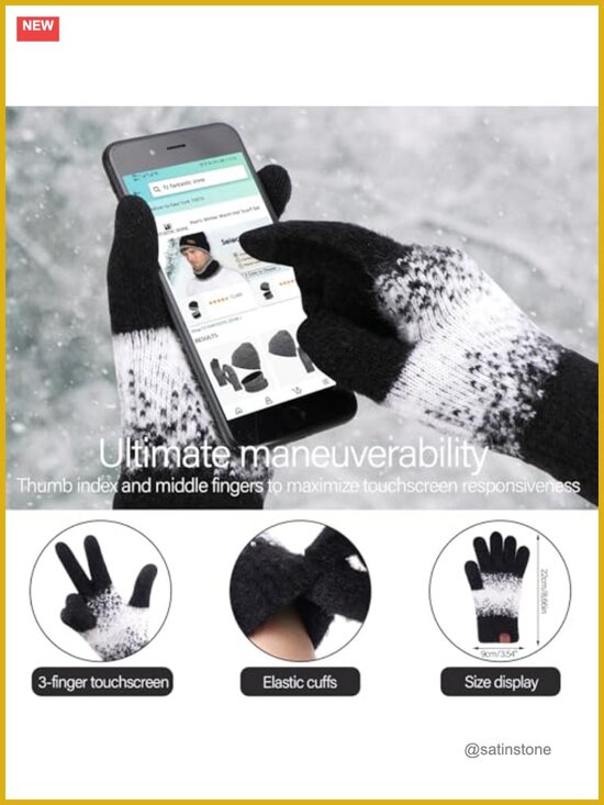Winter Knit Beanie Hat Gloves Scarf Set with Fleece Lining and Touchscreen main image 4